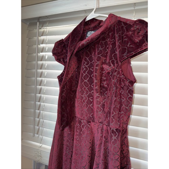 hearts‎ & roses size 8 heavy burgundy plum velvet 50s style dress stunning EUC - Picture 4 of 8